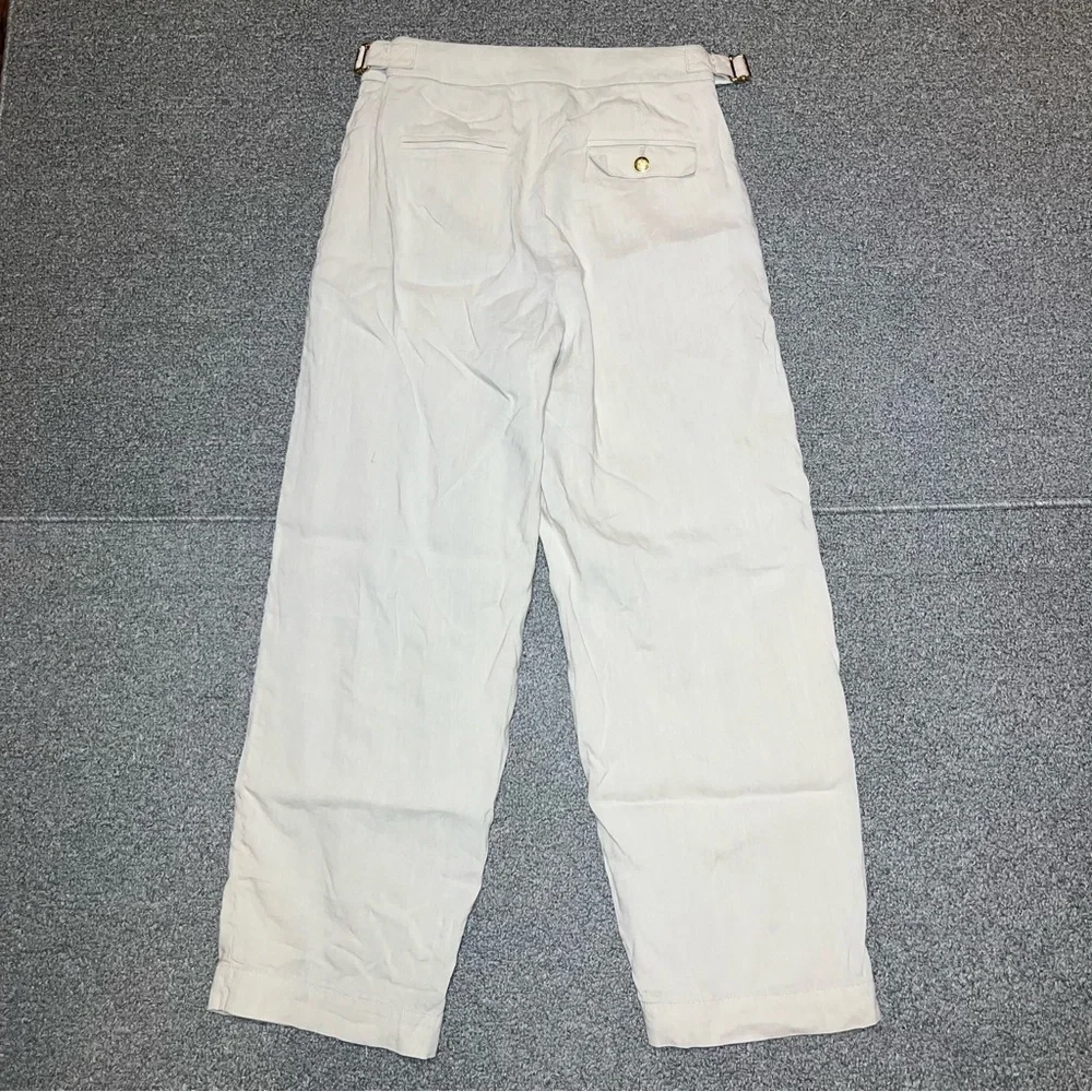 J Crew Linen Blend Mario Bellucci Pants Womens Size 2 Tan Italian Straight Leg - Picture 12 of 12